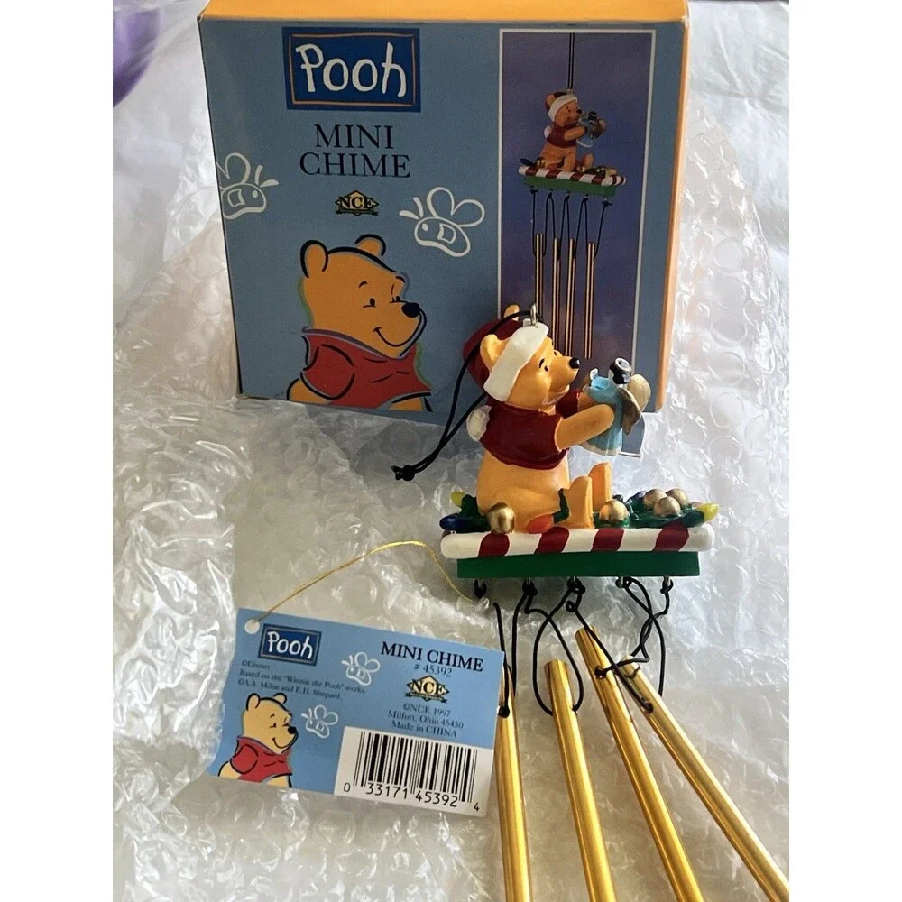 Disney Christmas Winnie the Pooh Mini Wind Chime 1997 Tree Ornament Vintage